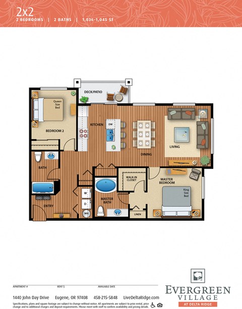 2bed 2bath 1036-1045 Sqft